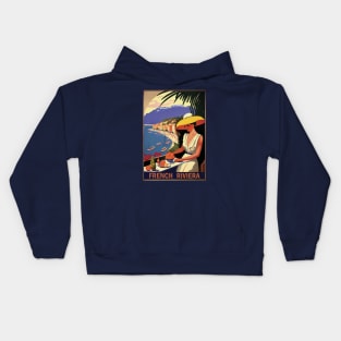 French Riviera Vintage Travel Poster Kids Hoodie